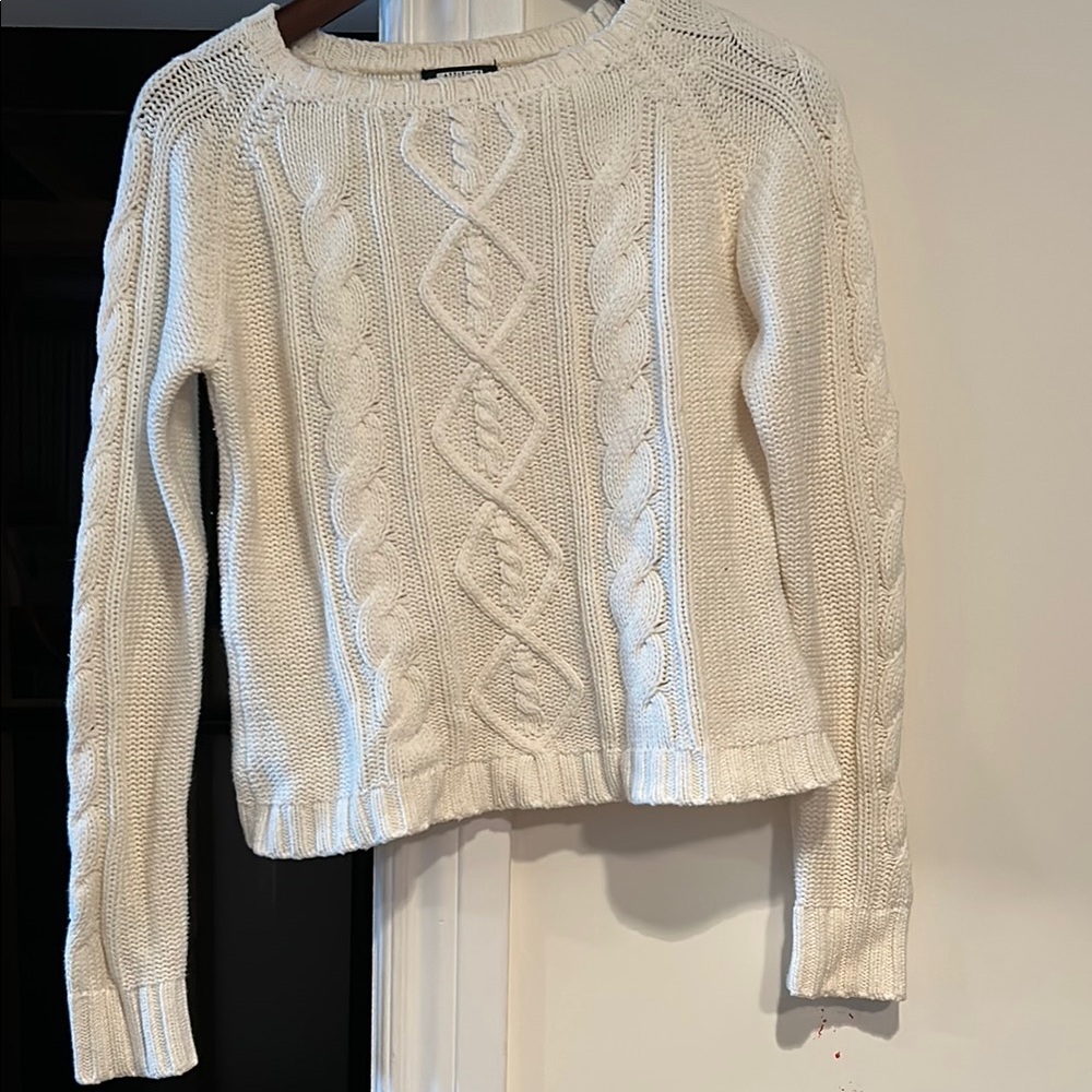 Cream Cable Knit Crew Neck Sweater